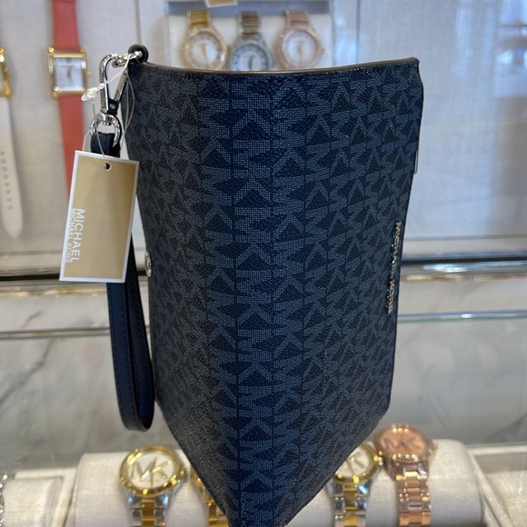 Michael Kors Jet Set Travel Large Double-Zip Wristlet-Wallet-PhoneHolder Admiral - Picture 5 of 16